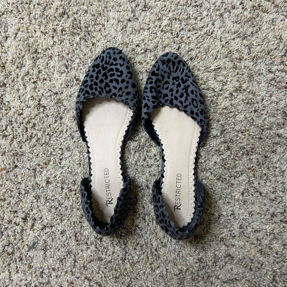 Restricted Women's Leopard Flats - Gray and Black